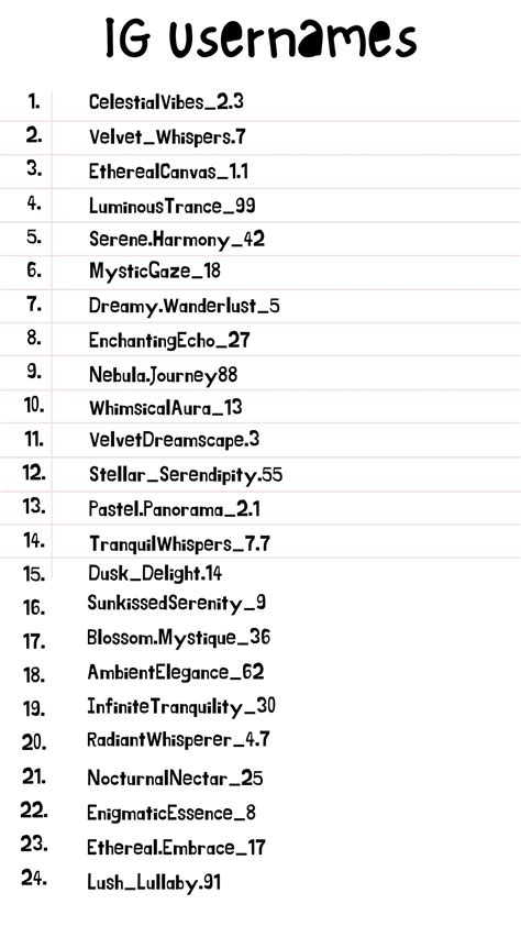 Usernames For Instagram